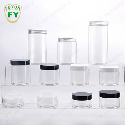 frascos transparentes do empacotamento plástico de 30ml 40ml 150ml com produto comestível de alumínio do tampão