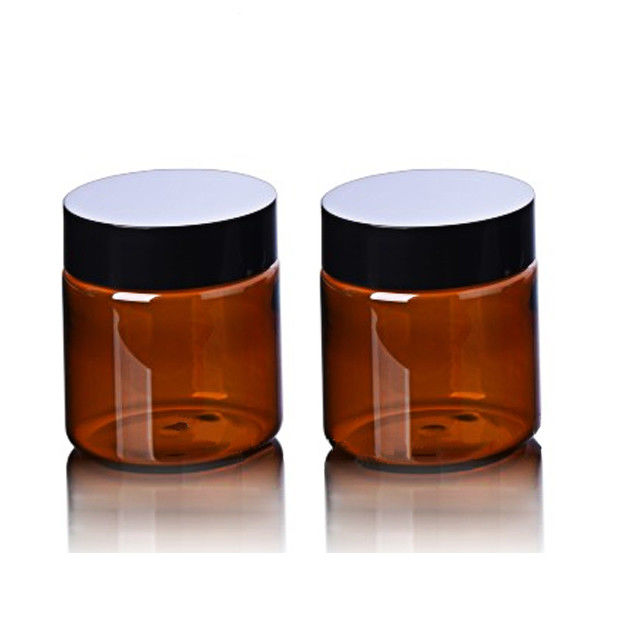 Tampa cosmética do preto de 120g Amber Plastic Packaging Jars With