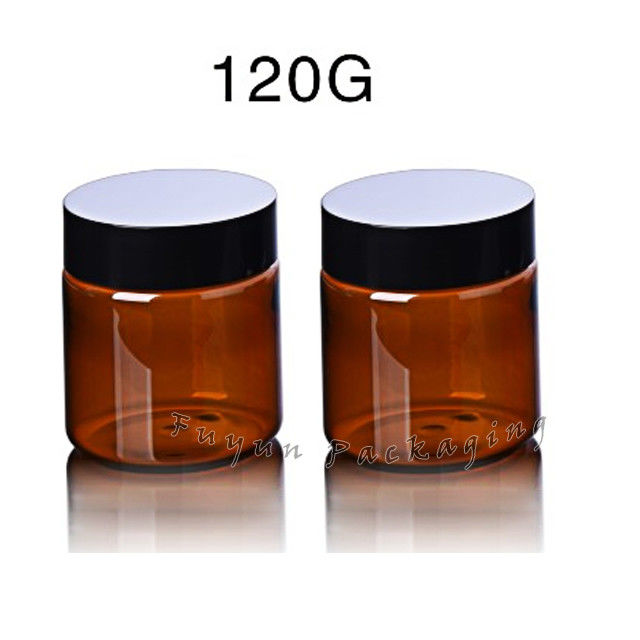 Tampa cosmética do preto de 120g Amber Plastic Packaging Jars With
