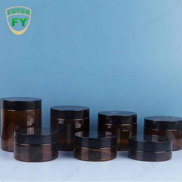 O círculo de 8 onças dá forma ao creme cosmético plástico preto Amber Jar With Lid plástica