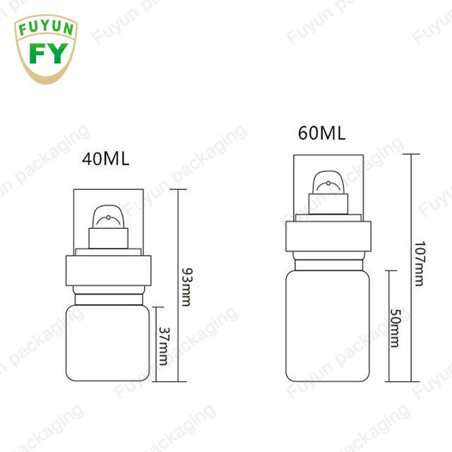 Pulverizador contínuo de Fuyun 40ml 60ml Amber Skincare Plastic Pump Bottles