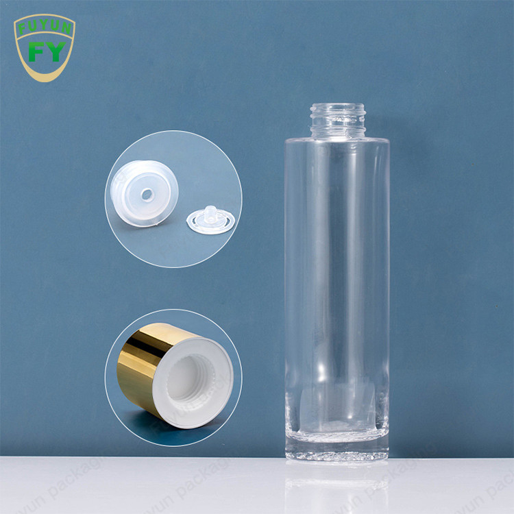 garrafa facial de vidro vazia dos cuidados com a pele 120ml com empacotamento cosmético do tonalizador dobro do tampão da parede