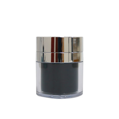 frasco mal ventilado da emulsão da bomba do creme hidratante 50ml preto branco com empacotamento de vácuo cosmético do tampão