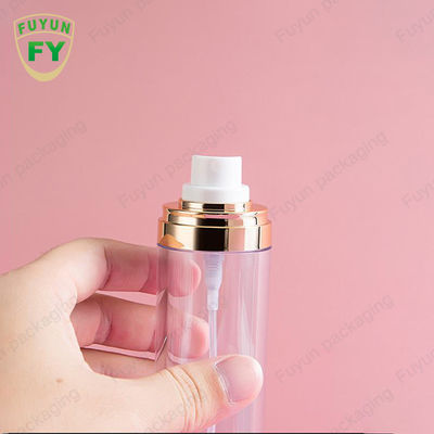 Empacotamento cosmético cilíndrico vazio da garrafa 50ml do pulverizador do ANIMAL DE ESTIMAÇÃO do tampão do ouro