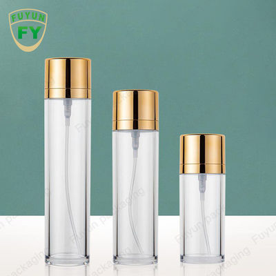 Empacotamento cosmético cilíndrico vazio da garrafa 50ml do pulverizador do ANIMAL DE ESTIMAÇÃO do tampão do ouro