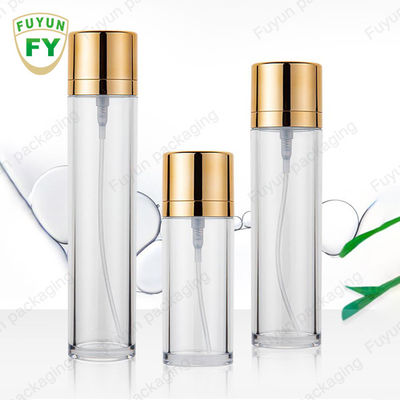 Empacotamento cosmético cilíndrico vazio da garrafa 50ml do pulverizador do ANIMAL DE ESTIMAÇÃO do tampão do ouro