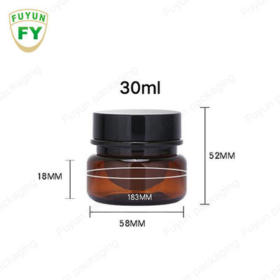 Frasco de creme cosmético por atacado do empacotamento de alimento 30ml Amber Black Pet Plastic Cosmetic com a tampa preta branca
