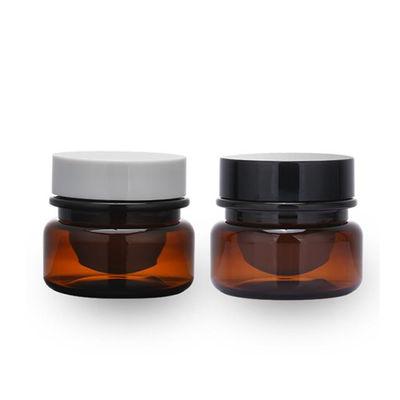Frasco de creme cosmético por atacado do empacotamento de alimento 30ml Amber Black Pet Plastic Cosmetic com a tampa preta branca