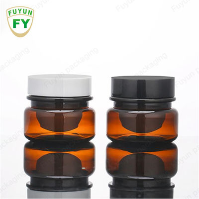 Frasco de creme cosmético por atacado do empacotamento de alimento 30ml Amber Black Pet Plastic Cosmetic com a tampa preta branca