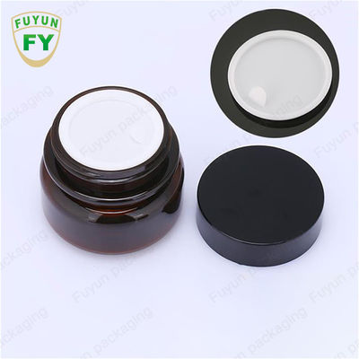Frasco de creme cosmético por atacado do empacotamento de alimento 30ml Amber Black Pet Plastic Cosmetic com a tampa preta branca