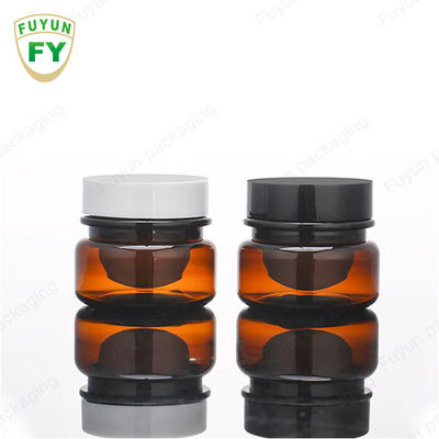 Frasco de creme cosmético por atacado do empacotamento de alimento 30ml Amber Black Pet Plastic Cosmetic com a tampa preta branca