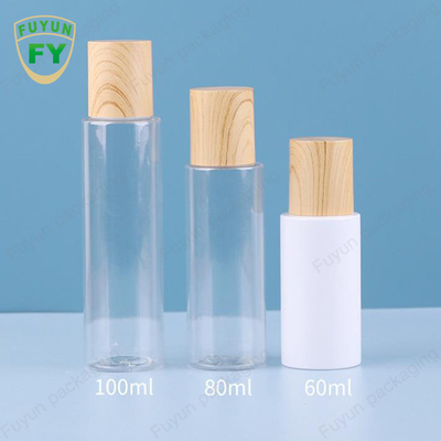 frasco 60ml de creme geado claro com grupos de empacotamento cosméticos de vidro da tampa de bambu do teste padrão