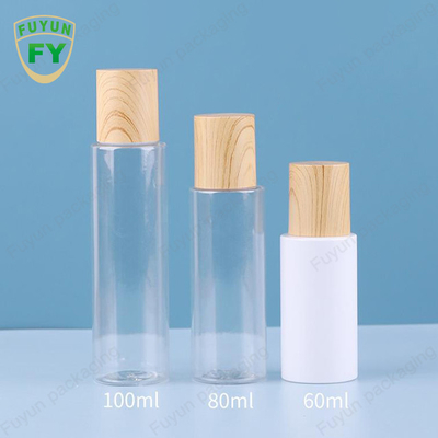 frasco 60ml de creme geado claro com grupos de empacotamento cosméticos de vidro da tampa de bambu do teste padrão