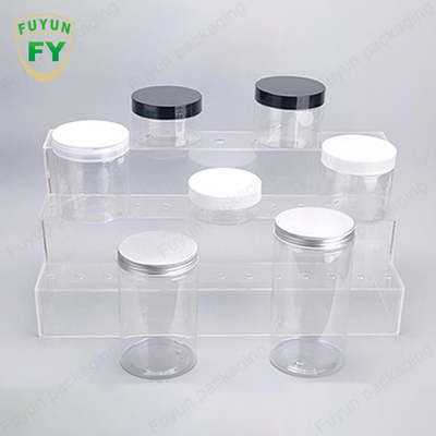 frascos transparentes do empacotamento plástico de 30ml 40ml 150ml com produto comestível de alumínio do tampão