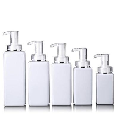 Garrafa quadrada branca clara 300ml 400ml 600ml 800ml do distribuidor da bomba do champô